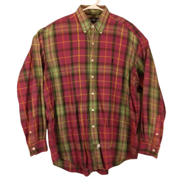 Ralph Lauren shirt mens L Large multicolor plaid long sleeve pony logo cotton - Picture 1 of 7